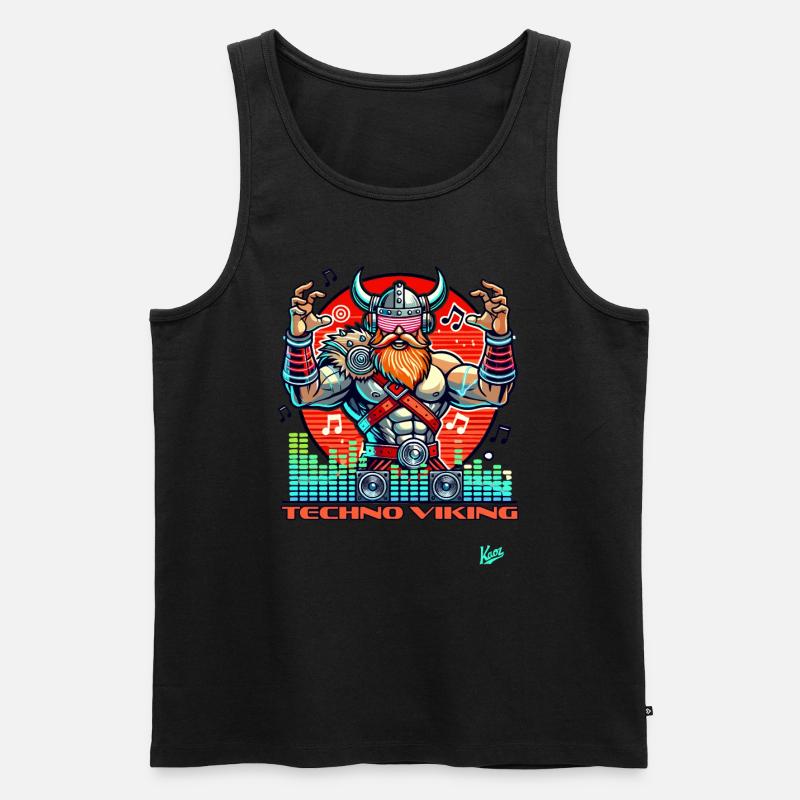 Techno-Musik Wikinger - Männer Premium Bio Tank Top - Schwarz