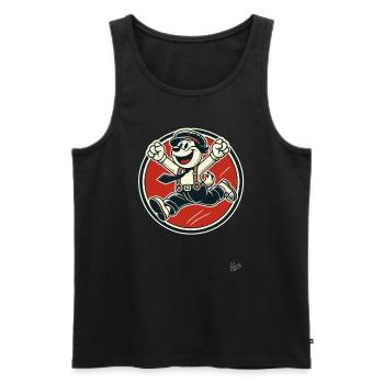 Cheerful Retro Dog Boy - Men's Premium Organic Tank Top - black - Front - Michal (187cm)