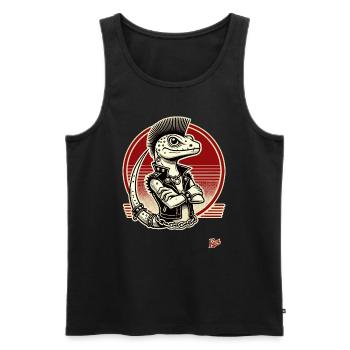 Gecko Echse Punk - Männer Premium Bio Tank Top - Schwarz - Vorne - AI Model Male 178 light (178cm)