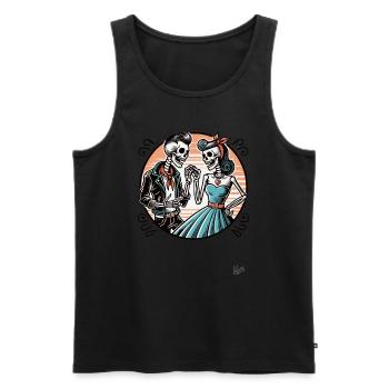 Retro Rockabilly Skelett-Paar - Männer Premium Bio Tank Top - Schwarz - Vorne - AI Model Male 178 light (178cm)