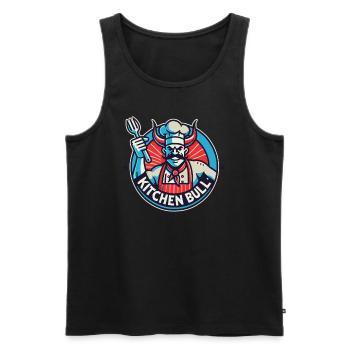 Der Koch ist ein Küchen-Bulle - Männer Premium Bio Tank Top - Schwarz - Vorne - AI Model Male 178 light (178cm)
