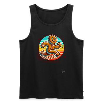 Lauf weg Lebkuchenmann - Männer Premium Bio Tank Top - Schwarz - Vorne - AI Model Male 178 light (178cm)