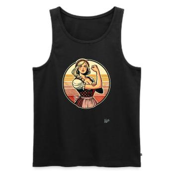 Super Strong Dirndl Maid - Men's Premium Organic Tank Top - black - Front - AI Model Male 178 light (178cm)