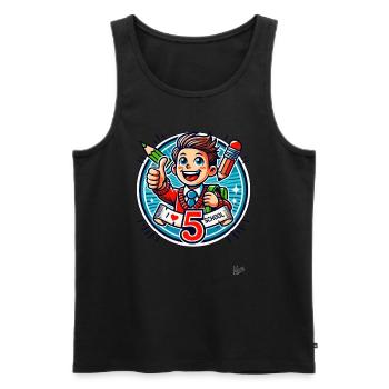 Fröhlicher Schuljunge „Ich liebe die Schule“ - Männer Premium Bio Tank Top - Schwarz - Vorne - AI Model Male 178 light (178cm)