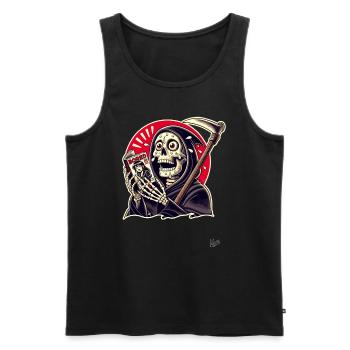 Sensenmann liest japanische Comics - Männer Premium Bio Tank Top - Schwarz - Vorne - Michal (187cm)