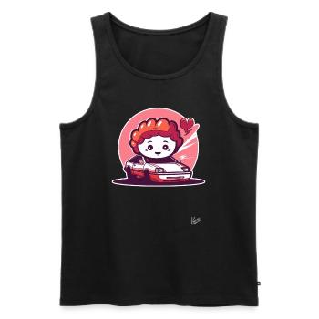 Chibi driver in a Japan JDM race car - Men's Premium Organic Tank Top - black - Front - Michal (187cm)