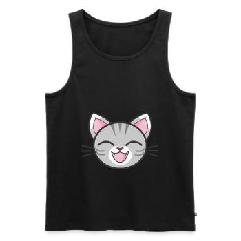 Lachende Katze - Männer Premium Bio Tank Top - Schwarz - Vorne - AI Model Male 178 light (178cm)