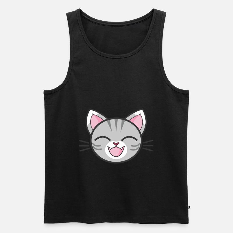 Lachende Katze - Männer Premium Bio Tank Top - Schwarz
