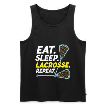Eat Sleep Lacrosse Repeat Funny Lacrosse Player - Men's Premium Organic Tank Top - black - Front - Michal (187cm)