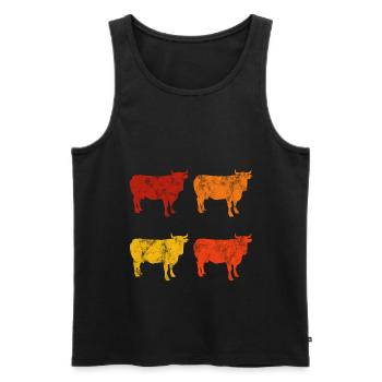Farmer Cow Cows Cow Retro Farming Farmer - Men's Premium Organic Tank Top - black - Front - Michal (187cm)