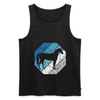 Pferd Reiter Reitsport Pony Reiten Pferde Retro - Männer Premium Bio Tank Top - Schwarz - Vorne - AI Model Male 178 light (178cm)