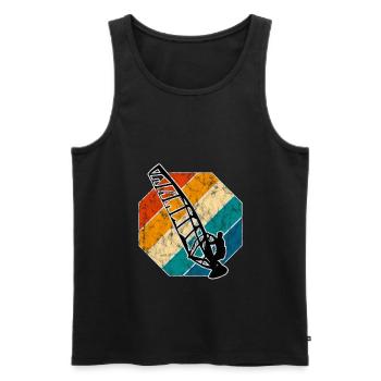 Windsurfen Retro Surfen Windsurfer Windsurfing - Männer Premium Bio Tank Top - Schwarz - Vorne - AI Model Male 178 light (178cm)