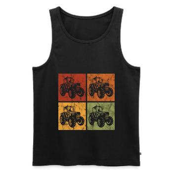 Tractor Tractor Farmer Tractors Retro Farm - Men's Premium Organic Tank Top - black - Front - AI Model Male 178 light (178cm)