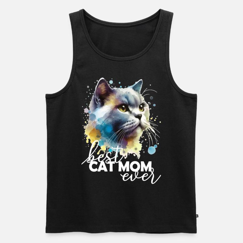 Best Cat Mom Beste Katzenmama - Männer Premium Bio Tank Top - Schwarz