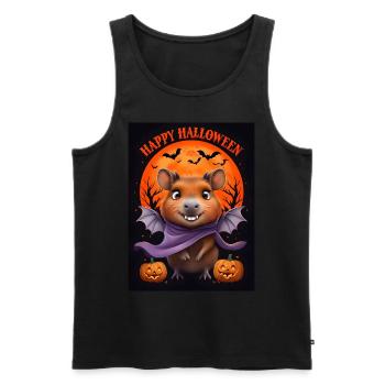 Halloween Capybara Ghost Gift Idea - Men's Premium Organic Tank Top - black - Front - AI Model Male 178 light (178cm)