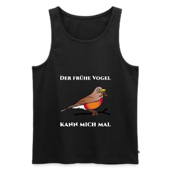 The early bird - Men's Premium Organic Tank Top - black - Front - AI Model Male 178 light (178cm)