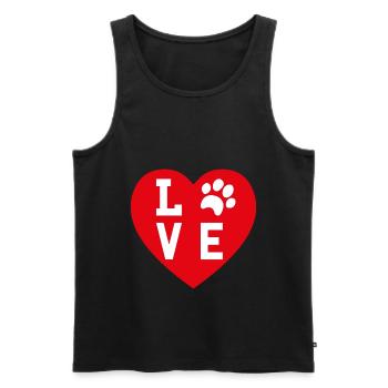 Love chien patte coeur Love Dog Paw Heart - Débardeur bio Premium Homme - noir - Devant - Michal (187cm)