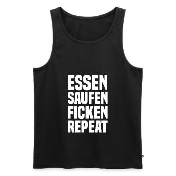 Essen saufen ficken repeat white - Männer Premium Bio Tank Top - Schwarz - Vorne - AI Model Male 178 light (178cm)