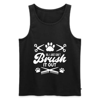 Funny No I Just Can't Brush It Out Dog Groomer - Men's Premium Organic Tank Top - black - Front - AI Model Male 178 light (178cm)