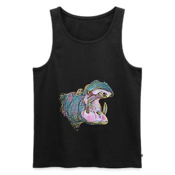 Nilpferd - Männer Premium Bio Tank Top - Schwarz - Vorne - AI Model Male 178 light (178cm)