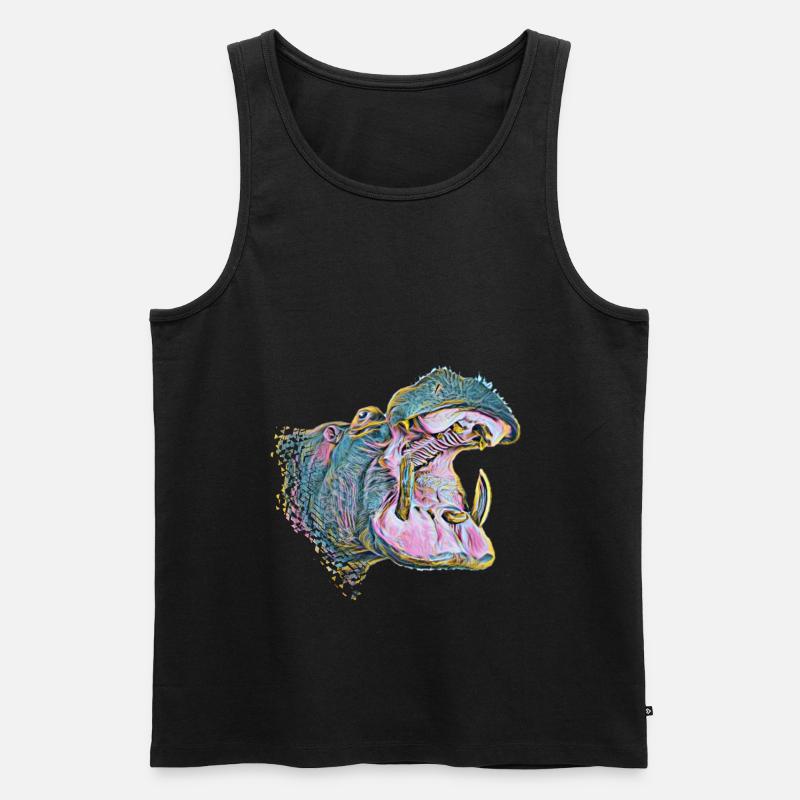 Nilpferd - Männer Premium Bio Tank Top - Schwarz