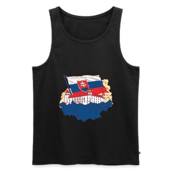 Slowakei Schloss mit Flagge Slowakei - Männer Premium Bio Tank Top - Schwarz - Vorne - AI Model Male 178 light (178cm)