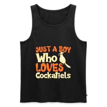 Just A Boy Who Loves Cockatiels Cockatoo Parrot - Men's Premium Organic Tank Top - black - Front - AI Model Male 178 light (178cm)