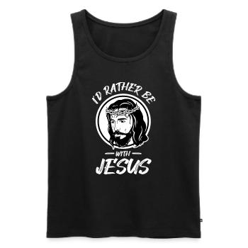 Je préfère être avec Jésus Croiser la foi chrétienne - Débardeur bio Premium Homme - noir - Devant - Michal (187cm)