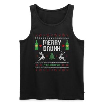 Merry Drunk I'm Christmas Funny / Weihnachten fun - Männer Premium Bio Tank Top - Schwarz - Vorne - Michal (187cm)