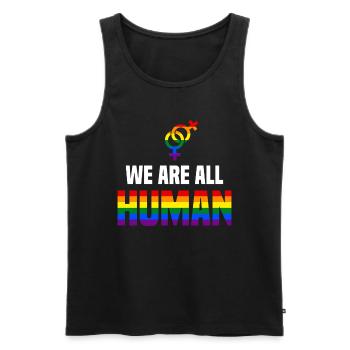We're All Human / Gay Lesbian Tolerance, CSD - Men's Premium Organic Tank Top - black - Front - Michal (187cm)