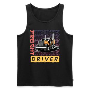 Chauffeur de camion de fret Wheeler / LKW Fahrer - Débardeur bio Premium Homme - noir - Devant - AI Model Male 178 light (178cm)