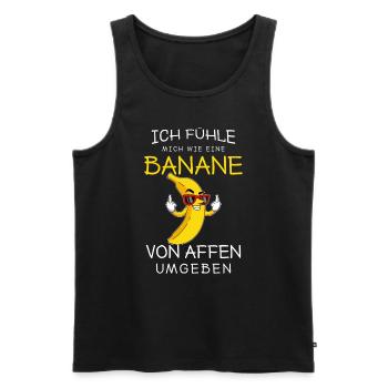Von Affen Umgeben / Banana, Lustiger Spruch, Humor - Männer Premium Bio Tank Top - Schwarz - Vorne - Michal (187cm)