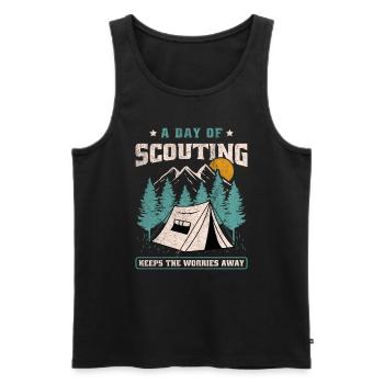 A Day Of Scouting Keeps The Worries Away - Men's Premium Organic Tank Top - black - Front - AI Model Male 178 light (178cm)