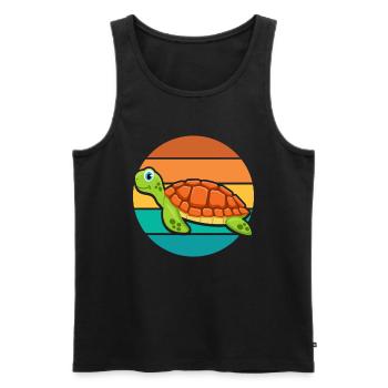 Retro Schildkröte Design / Tier, Geschenkidee - Männer Premium Bio Tank Top - Schwarz - Vorne - AI Model Male 178 light (178cm)