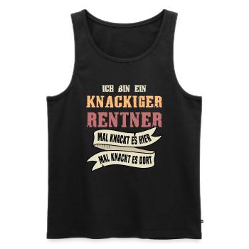 ICH BIN EIN KNACKIGER RENTNER / Rente, Ruhestand - Männer Premium Bio Tank Top - Schwarz - Vorne - Michal (187cm)