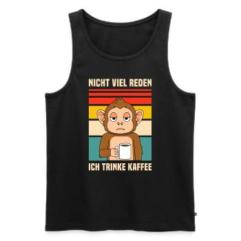 Nicht viel reden / Affe, Kaffee, Morgenmuffel Fun - Männer Premium Bio Tank Top - Schwarz - Vorne - Michal (187cm)