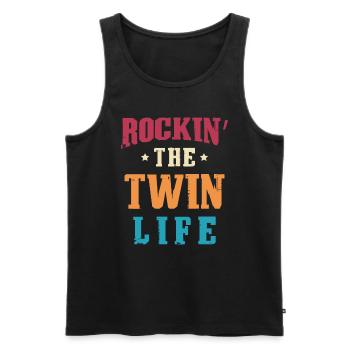 rockin the twin life - Männer Premium Bio Tank Top - Schwarz - Vorne - Michal (187cm)