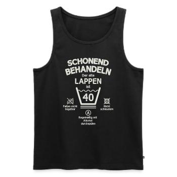 Der Alte Lappen, Schonend Behandeln 40. Geburtstag - Männer Premium Bio Tank Top - Schwarz - Vorne - Michal (187cm)