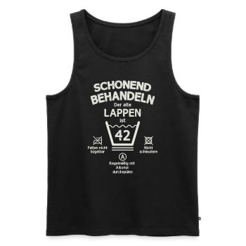 Der Alte Lappen, Schonend Behandeln 42. Geburtstag - Männer Premium Bio Tank Top - Schwarz - Vorne - Michal (187cm)