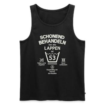 Der Alte Lappen, Schonend Behandeln 53. Geburtstag - Männer Premium Bio Tank Top - Schwarz - Vorne - Michal (187cm)