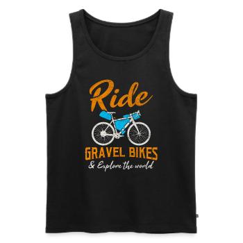 Faites du vélo de gravier et explorez le monde / Fahrrad - Débardeur bio Premium Homme - noir - Devant - Michal (187cm)