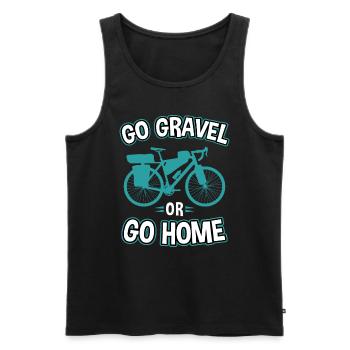Aller au gravel ou rentrer à la maison / Bike Bikepacking - Débardeur bio Premium Homme - noir - Devant - Michal (187cm)