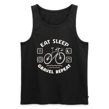 Manger Dormir Gravel Répéter / Gravel Vélo, Aventure - Débardeur bio Premium Homme - noir - Devant - AI Model Male 178 light (178cm)