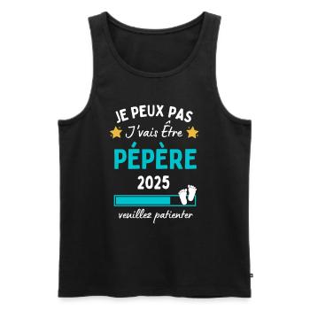 Je peux pas j'vais être Pépère 2025 Futur Papy - Débardeur bio Premium Homme - noir - Devant - Michal (187cm)
