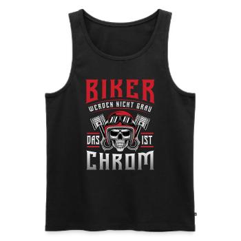 Bikers don't go gray that is chrome / motorcycle - Men's Premium Organic Tank Top - black - Front - AI Model Male 178 light (178cm)
