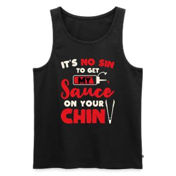 BBQ It's No Sin To Get My Sauce On Your Chin Smoke - Men's Premium Organic Tank Top - black - Front - Michal (187cm)