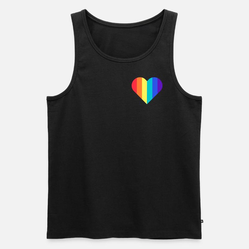 PRIDE Herz Regenbogen - Männer Premium Bio Tank Top - Schwarz
