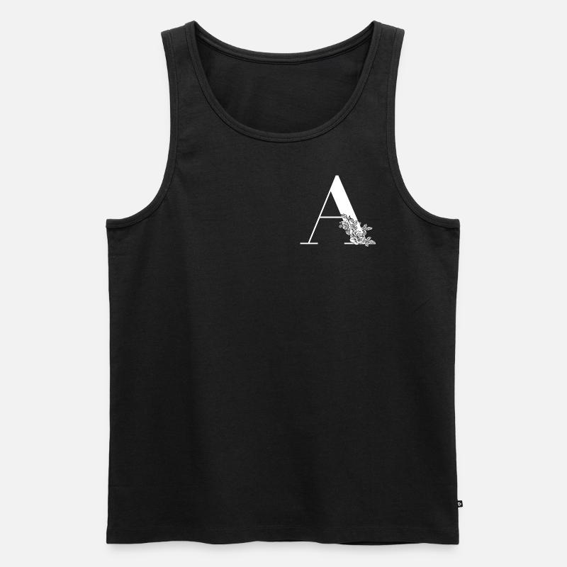 Buchstabe A Blume - Männer Premium Bio Tank Top - Schwarz