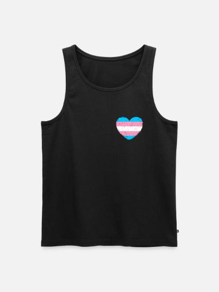 Trans* Herz | Im Vintage-Style - Männer Premium Bio Tank Top - Schwarz