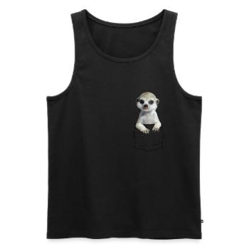 Erdmännchen Meerkat in Brusttasche Hemdtasche - Männer Premium Bio Tank Top - Schwarz - Vorne - Michal (187cm)